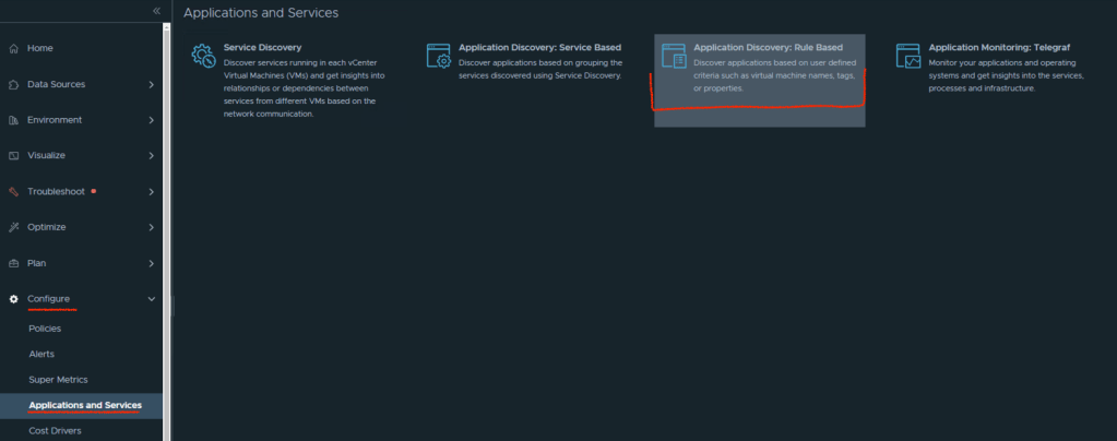 AriaOps Application Discovery Rule Based
