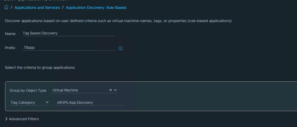 AriaOps Rule1 for App Discovery.
